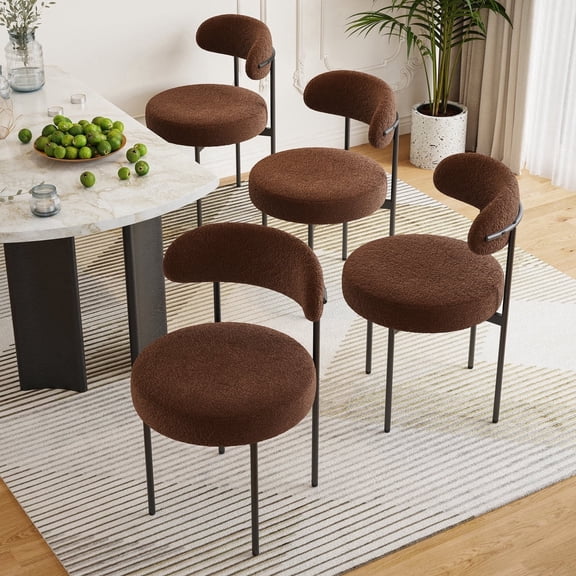 Farini Upholstered Dining Chair Set of 4, Mid-Century Modern Side Chair with Metal Legs for Dining Room, Cafe, Coffee