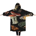 thumbnail image 2 of Oversized Wearable Blanket Hoodie,Red Mushroom Butterfly Black Pattern Sherpa Blanket Hoodie with Super Pockets,Super Warm Fuzzy Pullover for Women & Men, 2 of 6