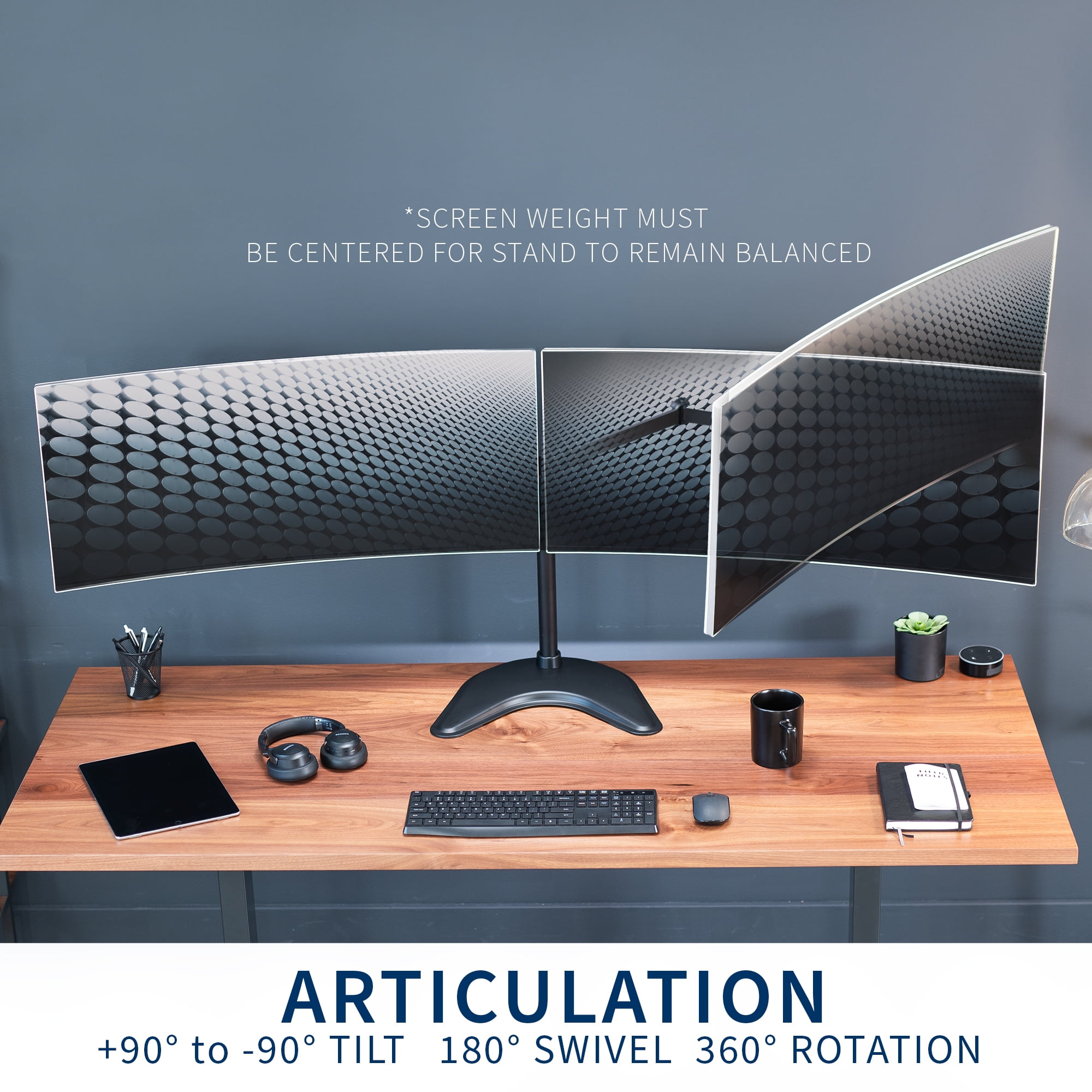 VIVO Freestanding Dual Monitor Desk Stand For Ultrawide Computer Screens to 38"