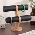 thumbnail image 3 of 2-Tier Desktop Organizer Jewelry Rack Hard Organization Tools Chain Props Display Stand Showcase Necklace Bangle Women Organization Black Leather, 3 of 9