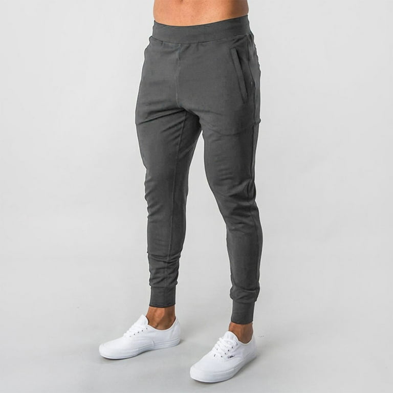 ALSLIAO Men Skinny Sweatpants Fit Sports Trousers Bottoms Slim Gym Workout  Joggers Pants Light Grey XXXL