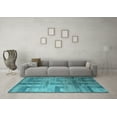 thumbnail image 3 of Ahgly Company Machine Washable Indoor Square Abstract Light Blue Modern Area Rugs, 4' Square, 3 of 4