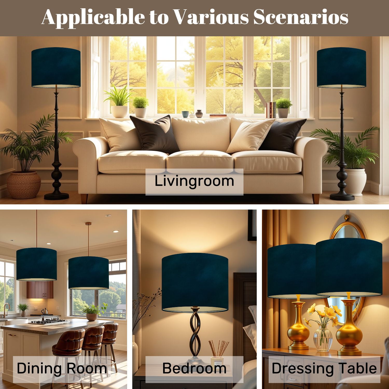 Lampshades 2 Pack navy blue ink watercolor stains seamless paper 13"x13"x10" Light Shade for Table Lamps Floor Lamps Drum Lamp Shades Lampshade Replacement Easy Assembly
