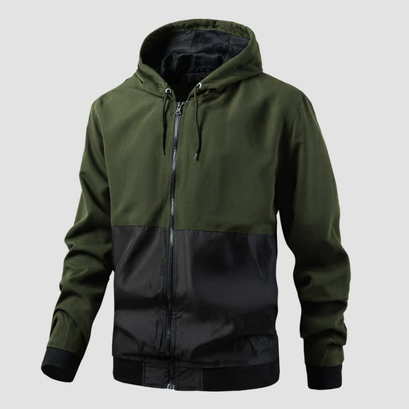 Lightweight Hooded Jacket for Men Thin Colorblocking Spring And Fall Casual Breathable Zipper Cardigan Thin Hooded Jackets Outwear Coats Tops Clothing