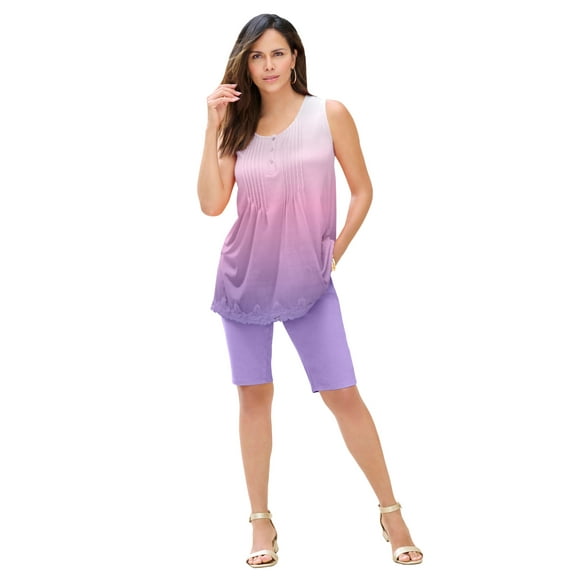 Roaman's Women's Plus Size Ombre Lace Tank