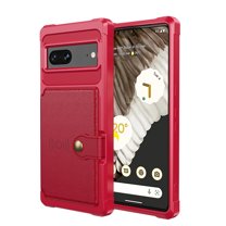 TECH CIRCLE For Google Pixel 7 Wallet Case, Shockproof Rubber Card Holder Wallet PU Leather Back Phone Case Kickstand Protective Scratch Hybrid Bumper Shell for Google Pixel 7 6.3",Red