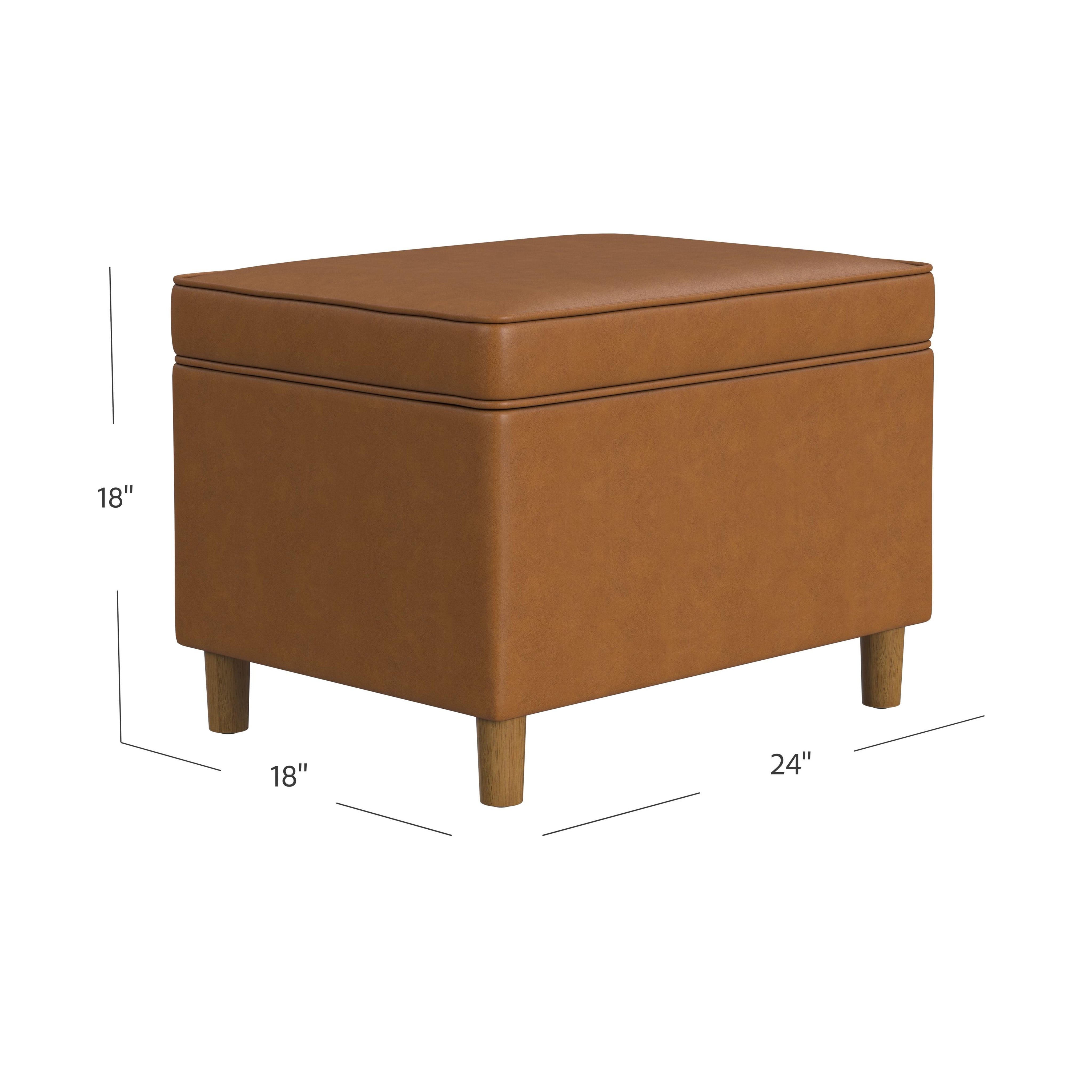 HomePop Dinah Storage Ottoman, Carmel faux leather