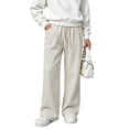 thumbnail image 2 of SDNall Girls Drawstring Wide Leg Sweatpants, Solid Color Elastic Waist Casual Trousers for School Sports, Fall Winter Daily Causal Pants 4-16 Years, 2 of 7