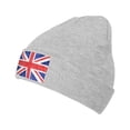 thumbnail image 2 of LNWH Knitted Acrylic Hat, Patriotic United Kingdom Flag Pattern Winter Beanie Hat for Cold Weather, Gray, 2 of 8