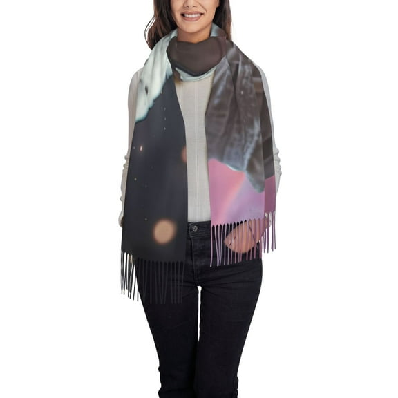 Xecao Cat Astronaut In Space Pattern Womens Winter Scarf Fall Scarf Oversized Large Scarf for Women Warm Shawl Wrap