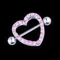 thumbnail image 2 of Anillo de pezón con diamantes de imitación en forma de amor de dos pisos, joyería para el cuerpo, perforación antialérgica (rosa S), 2 of 3
