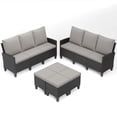 thumbnail image 2 of ELPOSUN Outdoor Patio Sectional 3-Seater Sofa Set of 2,6 Pieces All Weather Wicker Patio Furniture Set High Back Patio Couch with Ottomans for Porch,Garden,Backyard,Black&Gray, 2 of 8