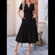 thumbnail image 5 of Vestido Bohemio Informal de Verano para Mujer, Ligero, de Corta, Cuello en V, Cintura Elástica y Bolsillos. Negro XXL, 5 of 8