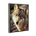 thumbnail image 3 of Stupell Wolf Gazing Wildlife Animal Portrait Animals & Insects Painting Gray Floater Framed Art Print Wall Art, 3 of 6