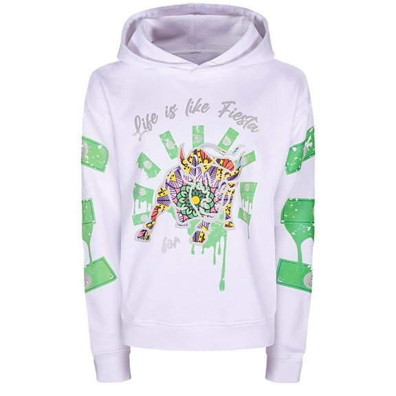 Fiesta Bull Reflective Affirmation Hoodie - White
