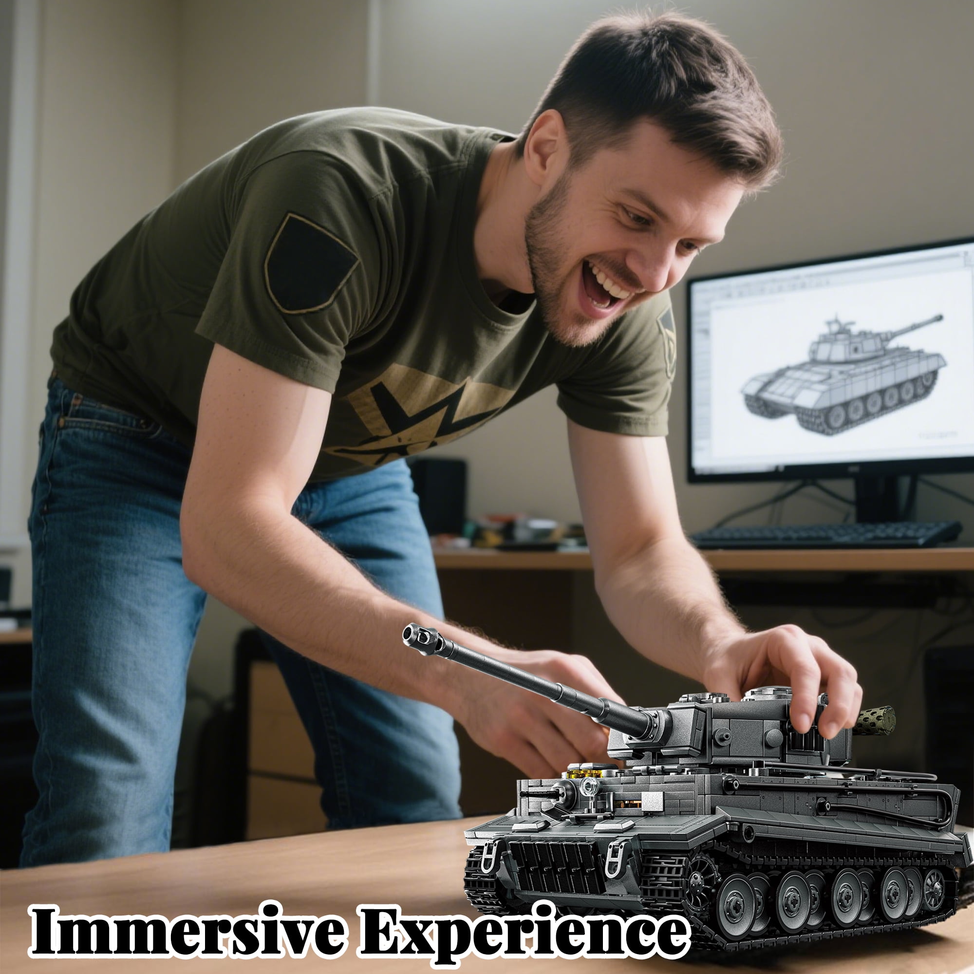 GZBrick Tiger Heavy Tank Building Sets WW2 Military Toy for Adults Boy Compatible with Lego 1668PCS