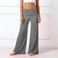 thumbnail image 5 of 2026 Coral Fold Over Yoga Pants for Girls Trendy Solid Wide Leg Loose Fit Trousers Ruched Palazzo Sports Pants Dark Gray 160, 5 of 5