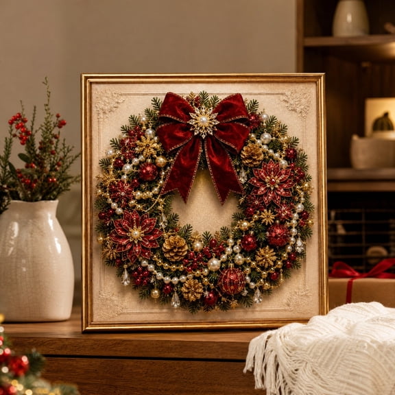Christmas DIY Craft Kit Holiday Themed Handmade Wall Art Decor Set with Festive Designs Beginner-Friendly Creative Activity for Adults Families Perfect Holiday Gift