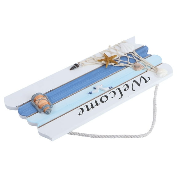 1pcs Nautical Wooden Welcome Front Door Sign Welcome Sign Porch Decor Mediterranean Beach Coastal Decoration ( Blue )