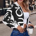 thumbnail image 4 of Womens Bomber Jackets Lightweight Zip Up Long Sleeve Coat Casual Stand Collar Print Baseball Jacket Pockets (Black M), 4 of 4