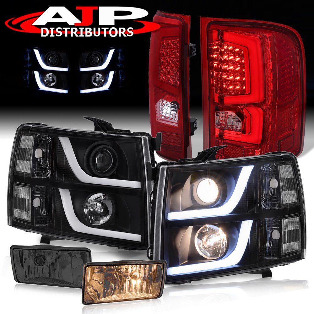 AJP Distributors Replacement LED DRL Black Clear Headlights + Clear LED