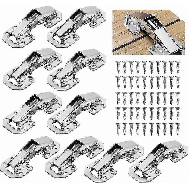 10 bisagras para puertas de armarios y cocinas, bisagras de 90° de 3 pulgadas para muebles, bisagras invisibles, tornillos a juego.