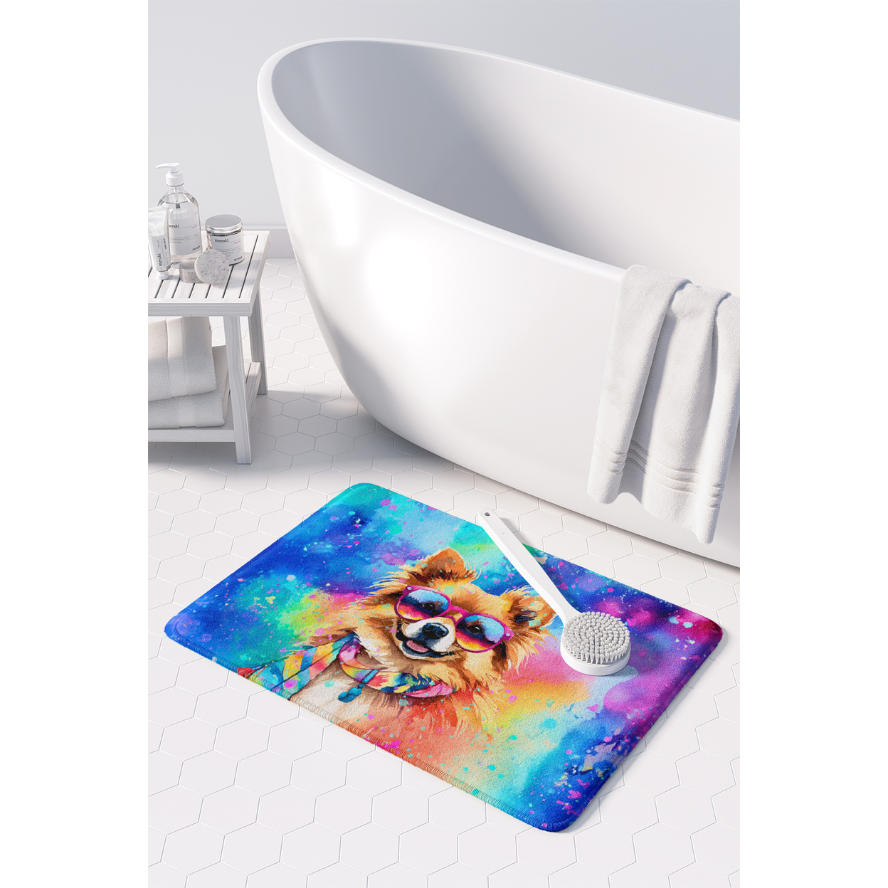 Carolines Treasures DAC2540RUG 19 x 27 in. Pomeranian Hippie Dawg Memory Foam Kitchen Mat