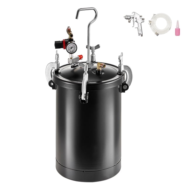 KFFKFF Pulvérisateur de Peinture sous Pression, Capacité de Réservoir 15L/3.75gal, Réglable 60 psi, Construction en Acier Durable avec Pistolet Pulvérisateur, Tuyaux et Manomètre pour Usage Résidentiel et Commercial