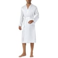 thumbnail image 2 of Inspire Chic Conjunto de Noche para Hombre Bata de Satén de Manga Larga con Cintura Ropa de Dormir Bata de Baño S Blanca, 2 of 6