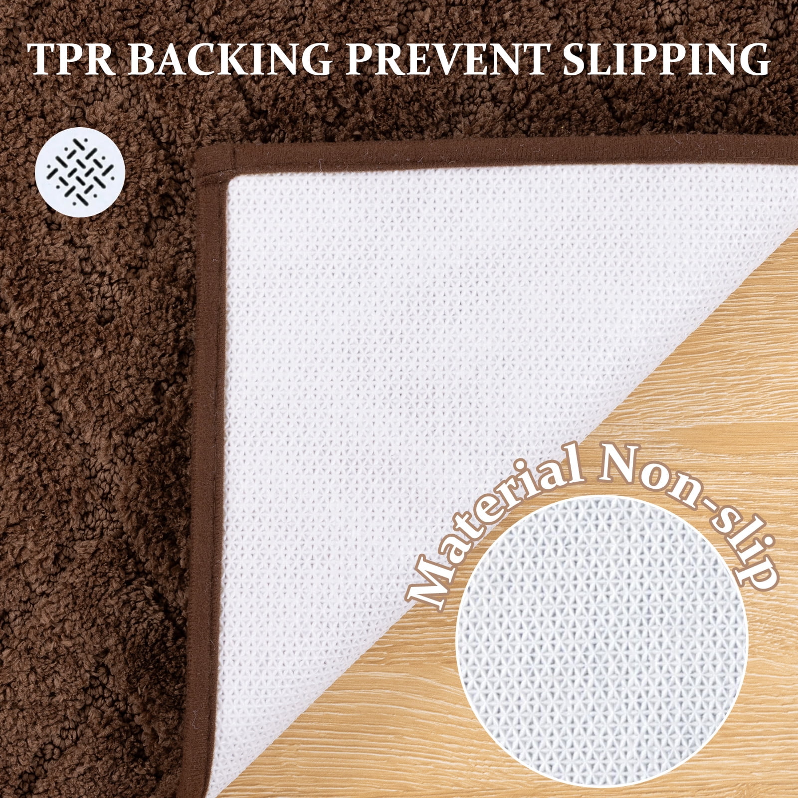 Yamaziot 4pcs Bathroom Rugs Set with U-Shaped Mat, Non Slip, Quick Drying, Ultra Soft and Water Absorbent Bath Rug Carpet Machine Washable Rug, Brown