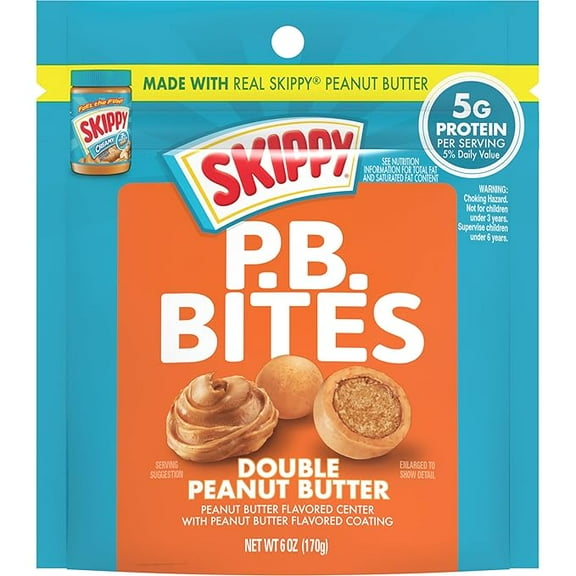 1x SKIPPY Bites Double Peanut Butter 6oz Pouch
