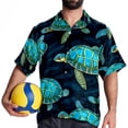 thumbnail image 4 of Turtle Seamless Men's Short Sleeve Spread Collar Button Down Beach Print Casual Shirts, 4 of 6