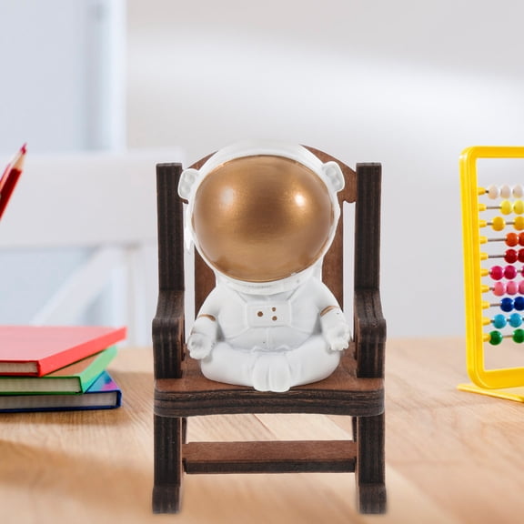 FENGGUIQU 1Set Multi Color Astronaut Figurine Sculpture Resin Wood Home Office Shelf Decor