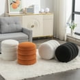 thumbnail image 3 of Ottoman, Soft Boucle Ottoman Stool, Ottoman Footrest Stool for Living Room,Bedroom,Next To The Sofa,The Doorway, 17.1"×17.1"×18.9", Light White, 3 of 7