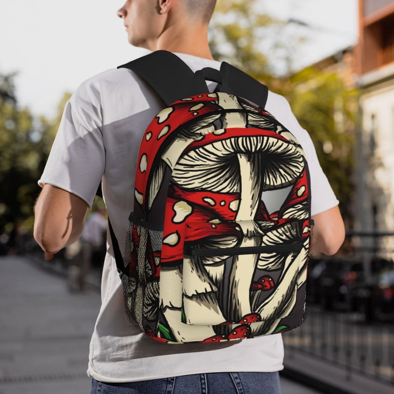 Gukieu Red Mushrooms Print Backpack, Waterproof Backpack  display picture 2