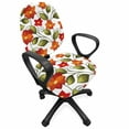 thumbnail image 1 of Floral Office Chair Slipcover, Lily Blooms Nature Herbs Doodle Style Flower and Foliage Arrangement, Protective Stretch Decorative Fabric Cover, Standard Size, Orange Olive Green White, by Ambesonne, 1 of 5