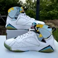 thumbnail image 2 of Ni - ke Ni - ke Air Jordan 7 Retro N7 White Ice Cube Blue Mens 12 744804-144 Sneakers, 2 of 5