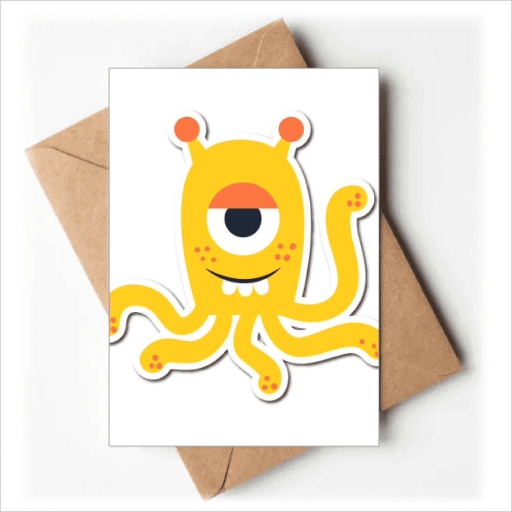 Universe And Alien Yellow Monster Greeting Cards You are Invited