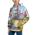 thumbnail image 2 of Fotbe Dreamy Mushroom House Pattern Youth Pullover Hooded Sweatshirt, Boys Hoodie, Kangaroo Pocket Hoodie for Kids Girls -Medium, 2 of 6