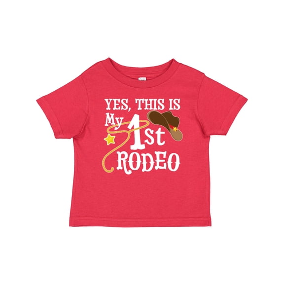 Inktastic Yes, This is My 1st Rodeo Cowboy Hat with Red Band, Lasso Boys or Girls Baby T-Shirt