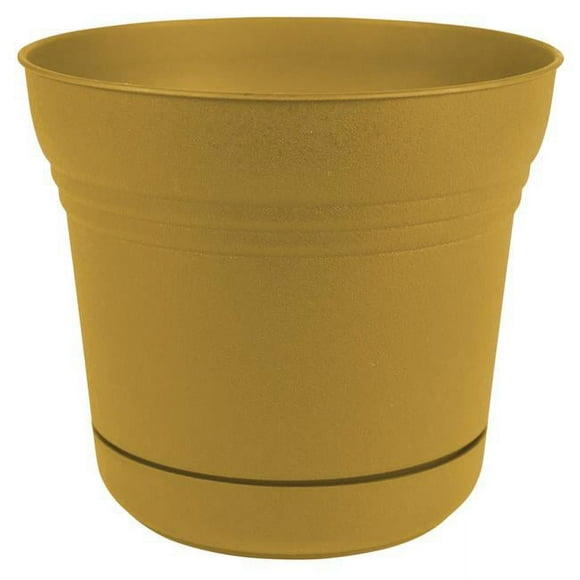 Bloem 7004694 7 in. Dia. Polyresin Saturn Planter, Yellow
