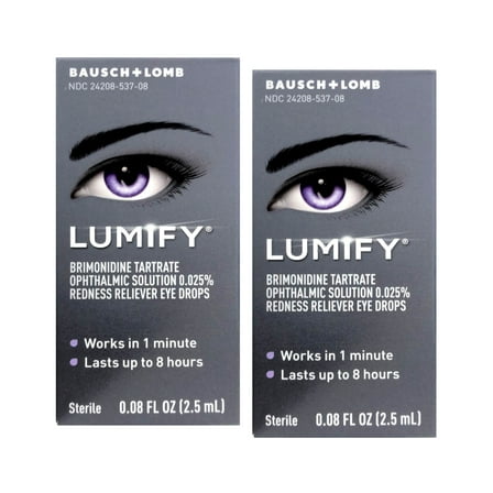 LUMIFY Redness Reliever Eye Drops 0.08 Fl Oz (2.5mL) 2-Pack
