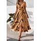 thumbnail image 5 of Vestido PRETTYGARDEN Maxi Cruzado Floral Cuello en V Volantes Talla L, 5 of 7