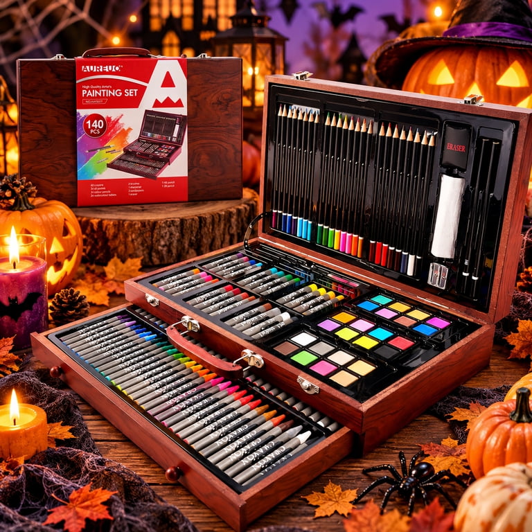 Deluxe Art Set 140 Pieces With Wooden Storage Box photo 1