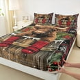 thumbnail image 3 of Manfei Highland Cow Bed Sheets for Kids, Merry Christmas King Sheets, Rustic Farmhouse Sheet Set, Luxury Bedroom Decor, 4 Pieces, 3 of 7