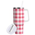 thumbnail image 2 of 30 oz Tumbler With Handle Stainless Steel Insulated Tumbler With Lid for Car Cup Holder Pink Checkered Pattern, 2 of 9
