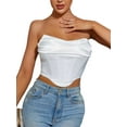 thumbnail image 1 of hirigin Women's Fishbone Chest Wrap Vest Off Shoulder Tube Tops Sleeveless Solid Color Backless Irregular Hem Slim-Fit Tank Tops, 1 of 9
