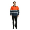 thumbnail image 3 of Toptie Safety Shirt Reflective High Visibility Long Sleeve Pocket Polo Tee-Orange Navy-L, 3 of 7