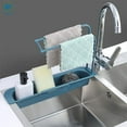 thumbnail image 3 of Deago Kitchen Telescopic Sink Rack Organizer Shelf Expandable Storage Sponge Soap Holder Drain Basket (Gray), 3 of 8