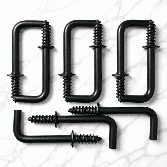 POPETPOP Iron L Screw Hooks Black for Wall Self Tapping Secure Fixing 100Pcs